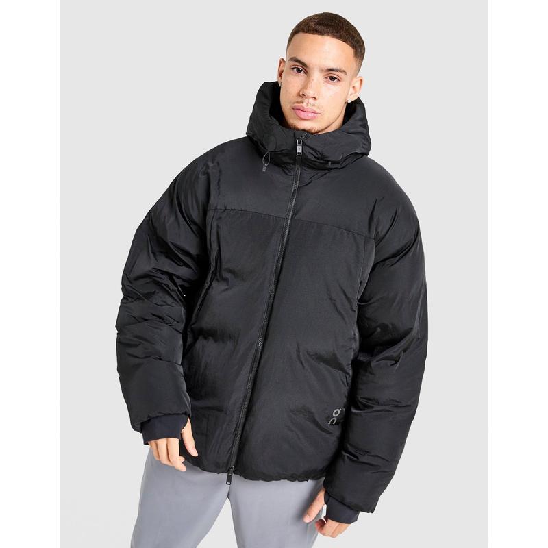 代购ON昂跑男士运动夹克保暖防水透气防风黑色连帽拉链开合