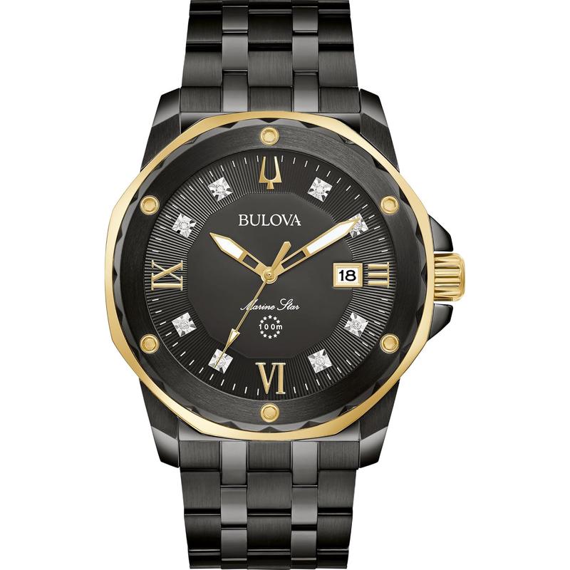 海外代购BULOVA/宝路华男士欧美腕表防水日历显示钢带黑色表盘