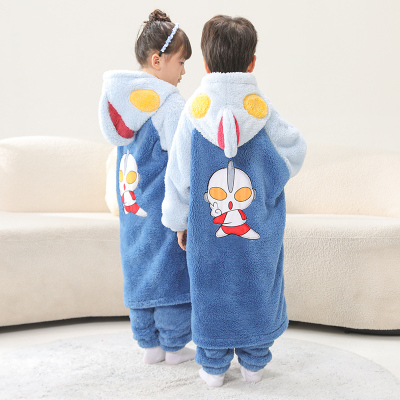 可外穿秋冬季加绒加厚珊瑚绒睡袍