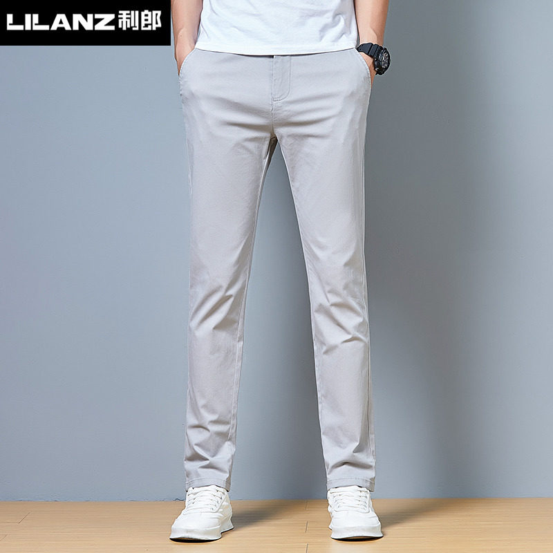 利郎官方休闲裤男士青年时尚潮流直筒百搭薄款长裤子2023秋季新款