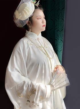 随淇自然【浅香】原创大码汉服女春秋明制立领对襟上衫琵琶袖婚服