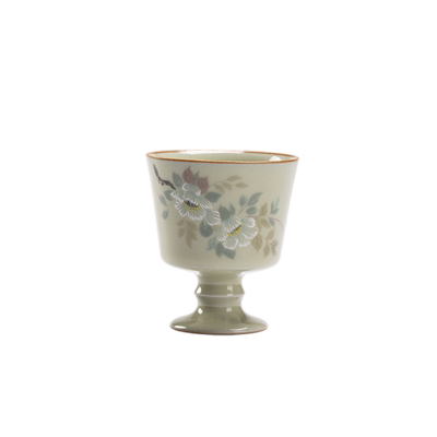 草木祠秘黄汝窑茶杯陶瓷品茗杯功夫茶具对杯主人杯仿宋高脚杯酒杯