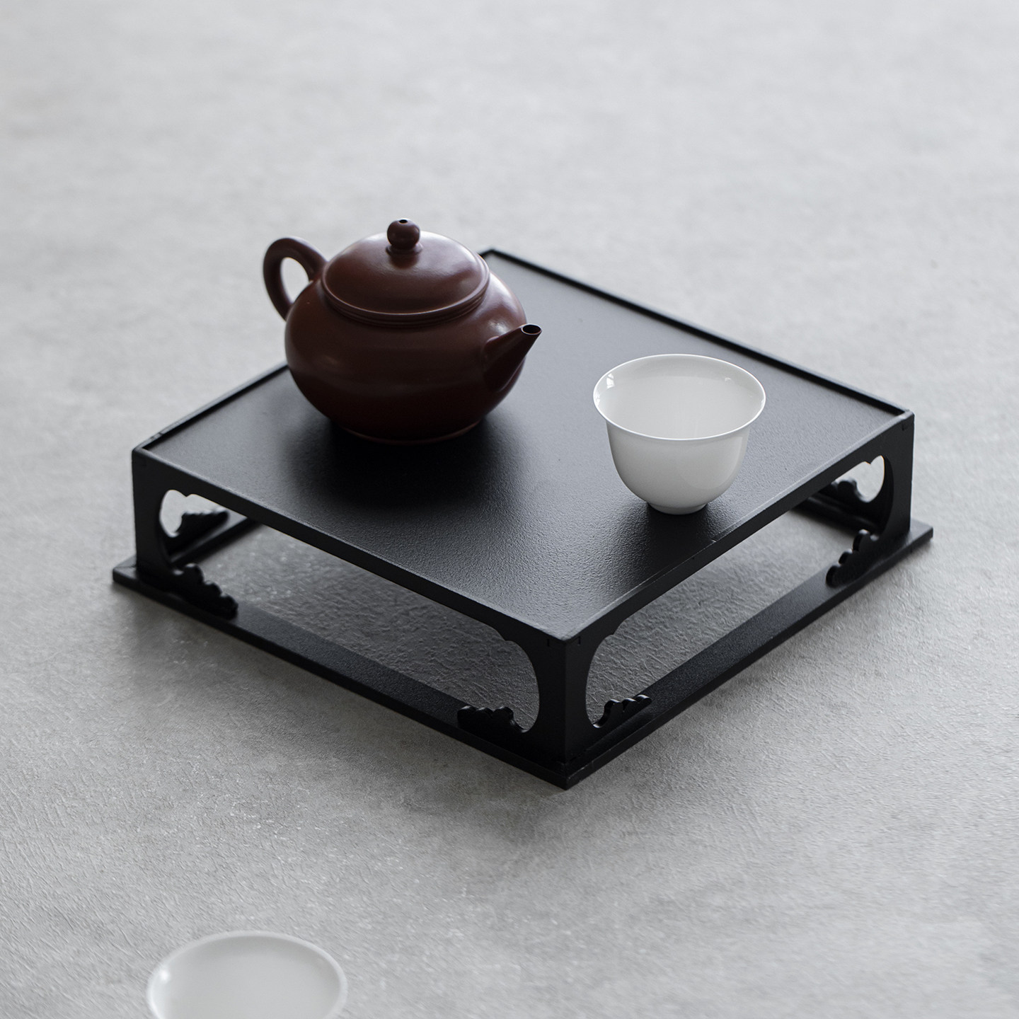 草木祠新中式铁艺茶棚茶托盘茶具展示架博古架室内盆景底座干泡台