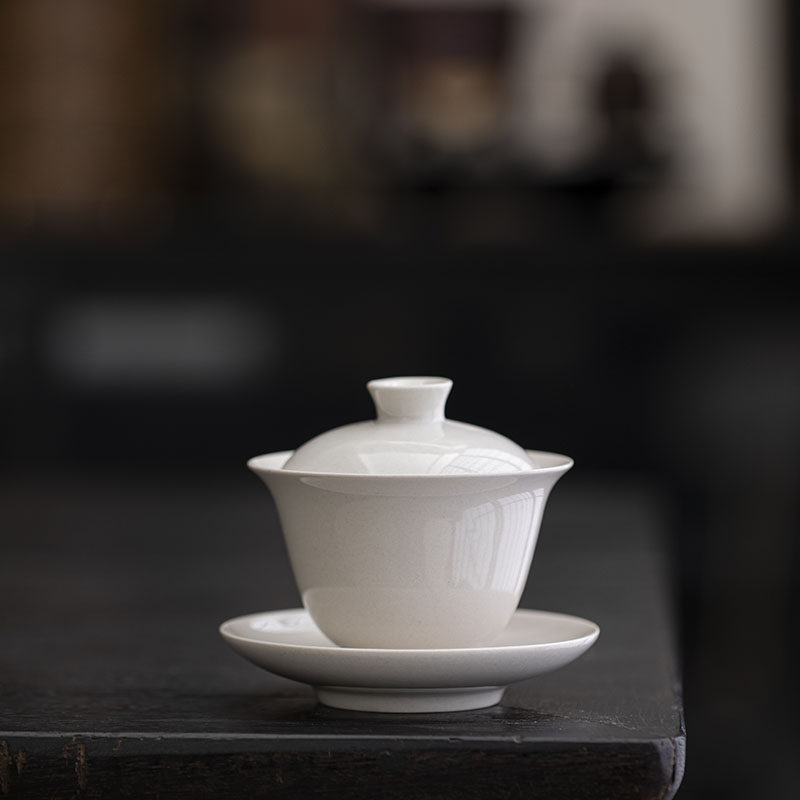 草木祠草木灰盖碗陶瓷三才盖碗泡茶碗带盖功夫茶具大茶杯盖杯家用