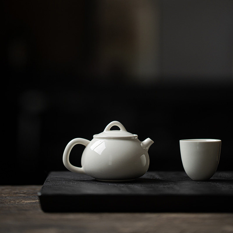 草木祠陶瓷茶壶手工带球孔过滤泡茶器家用文人壶高档小单壶象牙白,餐饮具,茶壶,淘宝优惠券,粉丝福利购,淘宝优惠卷