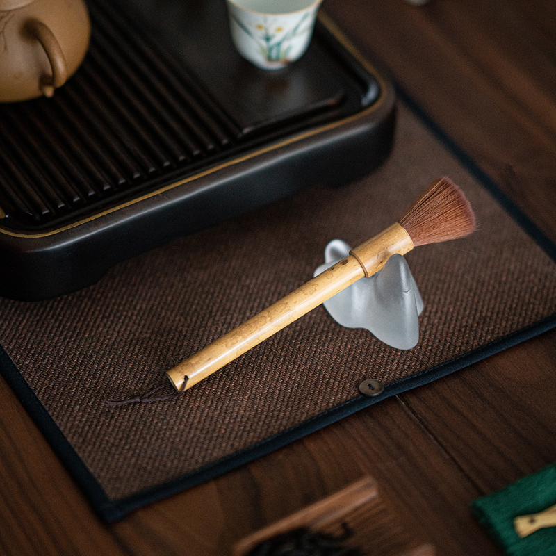 草木祠 竹制养壶笔 茶刷子扫茶盘茶笔不掉毛功夫茶具笔刷笔洗茶道