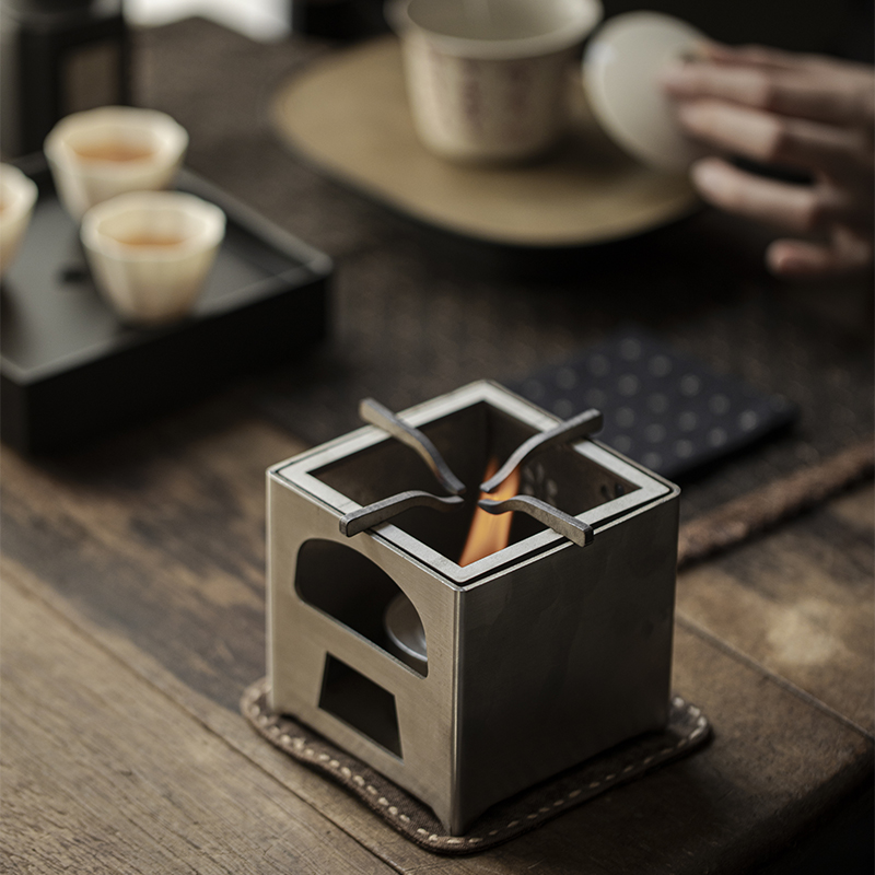 草木祠 304不锈钢炭炉酒精炉蜡烛温泡茶炉围炉煮茶金属风炉火炉碳