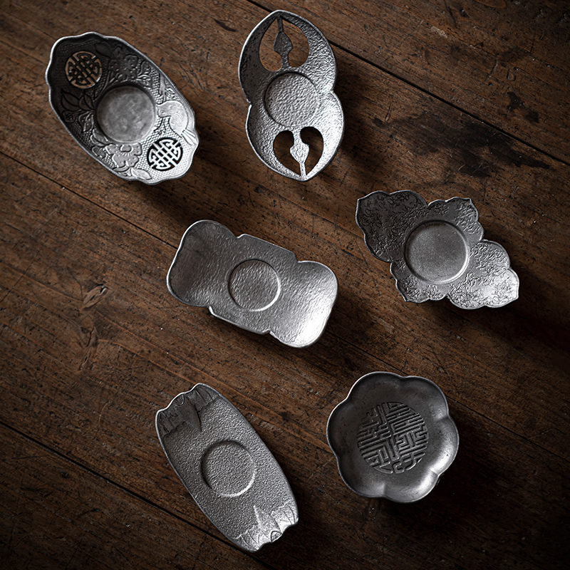 草木祠日式古锡茶杯垫茶垫隔热垫老锡功夫茶具茶杯托茶道配件茶碟