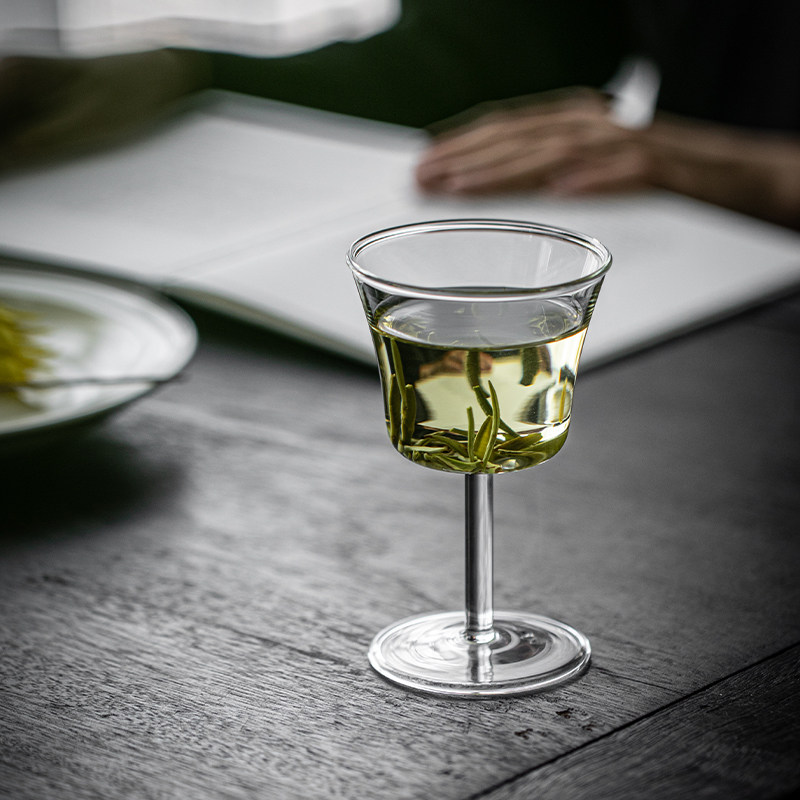 猴魁专用玻璃杯 日式红酒杯家用透明泡茶高脚杯 水杯品茗杯果汁杯