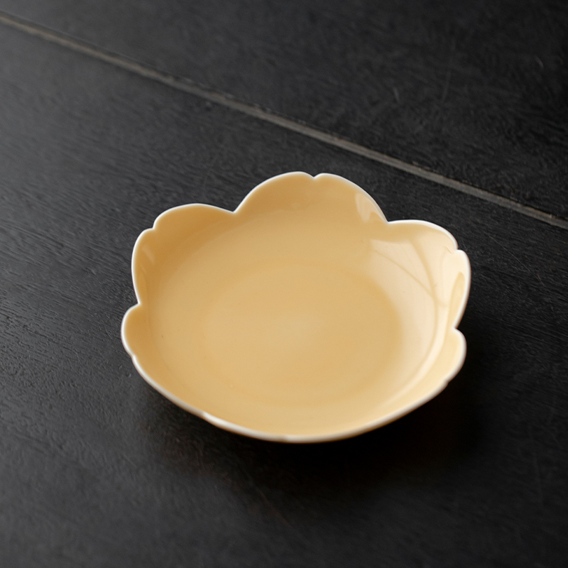 草木祠玉泥白瓷杏黄壶承花型陶瓷茶托盘干泡台养壶垫茶点盘壶托盘