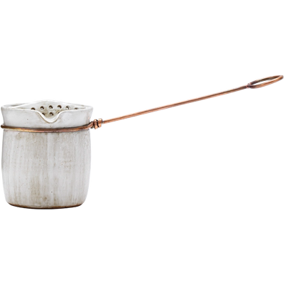 草木祠粉引素白滤茶公道杯