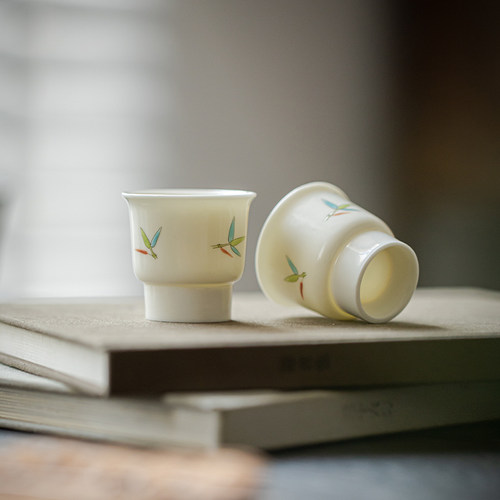 草木祠手绘陶瓷文竹茶杯