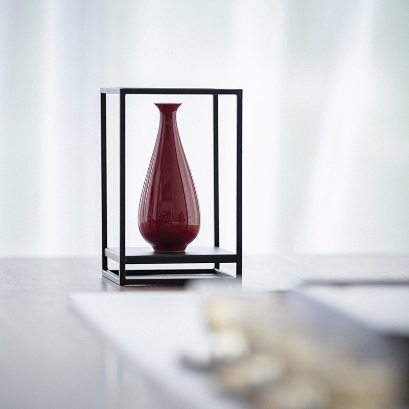 草木祠禅意铁艺花架茶具展示架陶瓷花插摆件茶棚茶道配件小博古架