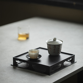 草木祠 手工铁艺茶托盘干泡台茶具家用小茶台一人中式 小茶盘茶海