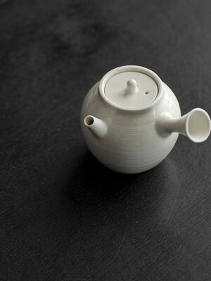 草木寺象牙白边柄壶功夫茶套装小单壶手工陶瓷茶壶中国泡茶壶