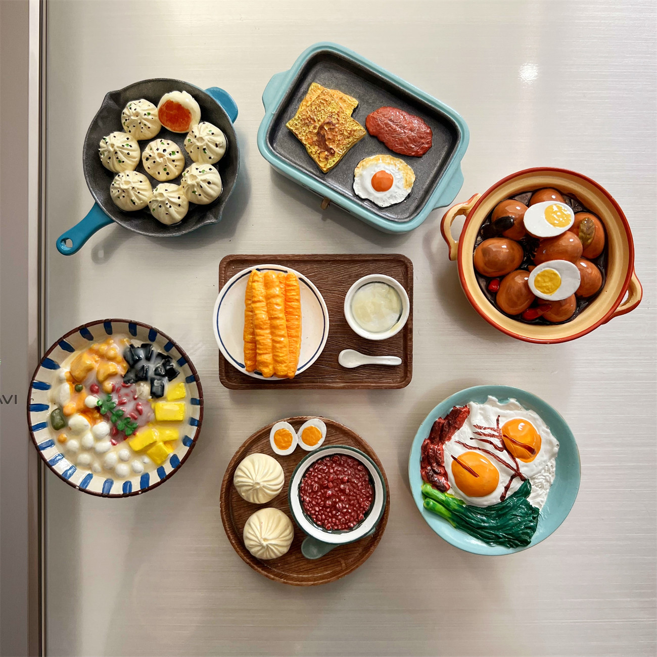 新款仿真食物冰箱贴磁贴个性创意美食早餐粥豆浆油条生煎包子磁吸