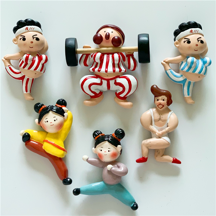q版冰箱贴磁贴个性创意运动立体卡通举重锻炼健身可爱磁铁磁吸