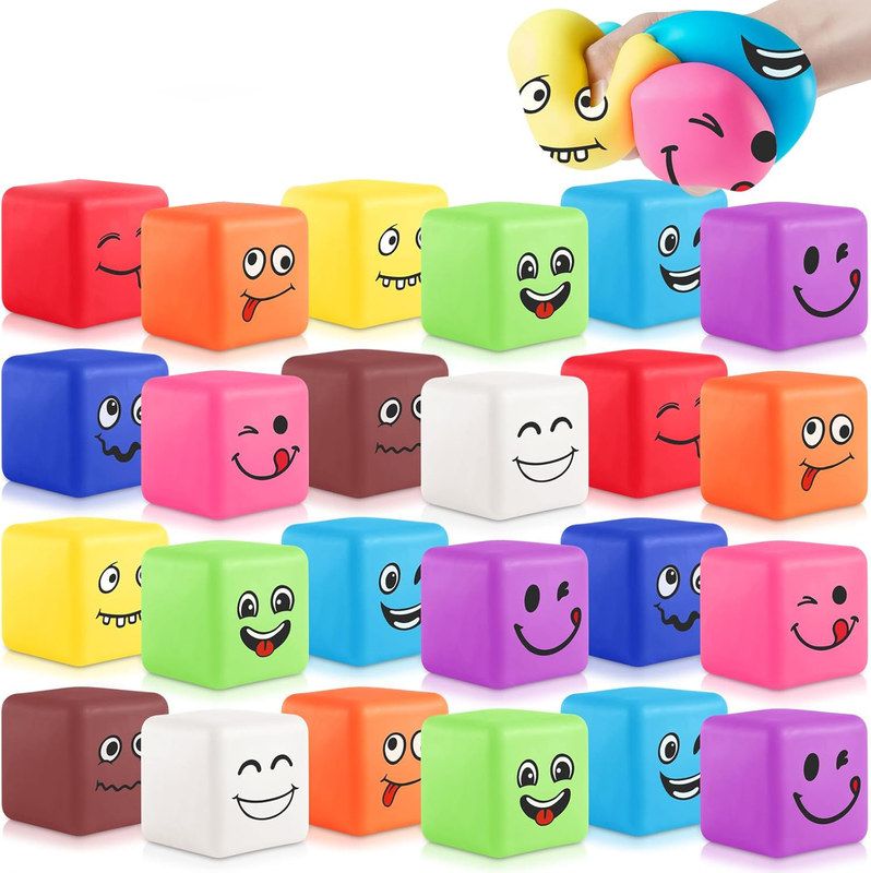 亚马逊笑脸表情可塑性方块捏捏乐stress cube慢回弹解压玩具批发