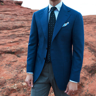 NHO2定制男士 那不勒斯单修身 型西服手工羊毛西装 夹克商务外套 西装