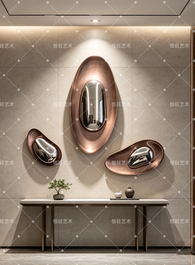 不锈钢镜面装饰画客厅沙发背景墙挂画现代简约轻奢金属镜面装饰画