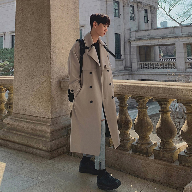 BRITISH TRENCH COAT MENS WINTER COTTON THICKENED KOREAN COAT MID-LENGTH DESIGN SENSE NICHE HIGH-END WINTER COAT