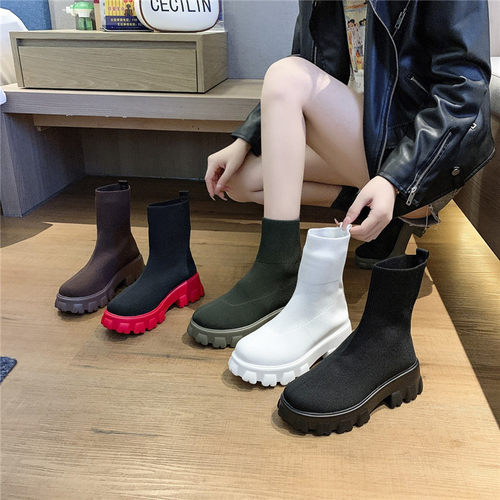 41一43大码女鞋飞织英伦风短靴