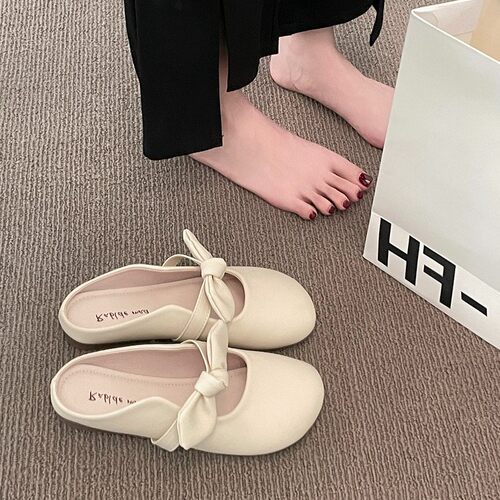 大码女鞋41一43包头半拖鞋女夏外穿网红平底懒人孕妇鞋仙女风凉拖