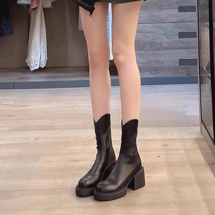 大码女靴41到43粗腿大筒围弹力瘦瘦靴2025新款中跟短靴粗跟马丁靴,女鞋,马丁靴,淘宝优惠券,粉丝福利购,淘宝优惠卷