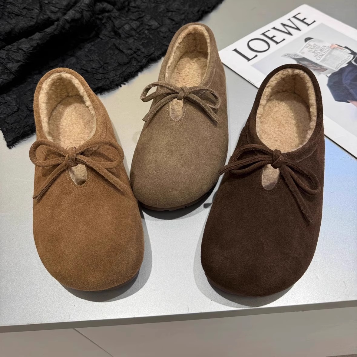 大码女鞋41-43码加绒保暖豆豆鞋