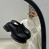 女鞋 英伦厚底懒人一脚蹬半托大码 41一43 女夏外穿2026新款 包头拖鞋