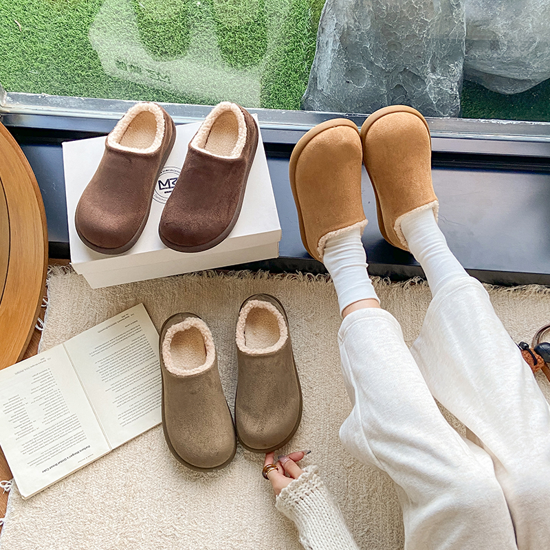 大码女靴41到43胖脚宽肥韩版加绒小土豆勃肯鞋女保暖防滑雪地棉鞋