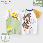 A类纯棉卡通印花宝宝连体衣爬服 薄款 18月婴儿宝宝短袖 爬服夏季