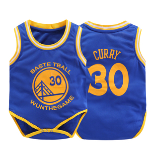 婴儿库里30号球衣6-12个月男女宝宝连体篮球服周岁三角哈衣0-1岁