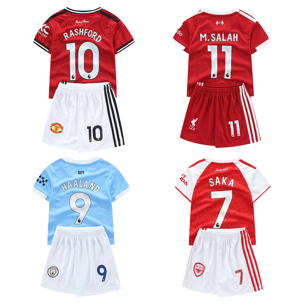 儿童英超俱乐部曼城哈兰德阿森纳利物浦力曼联球衣男女童足球服
