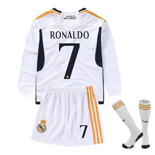 秋冬长袖 训练服 球衣儿童成人C罗7号主场客场足球服套装 皇马长袖