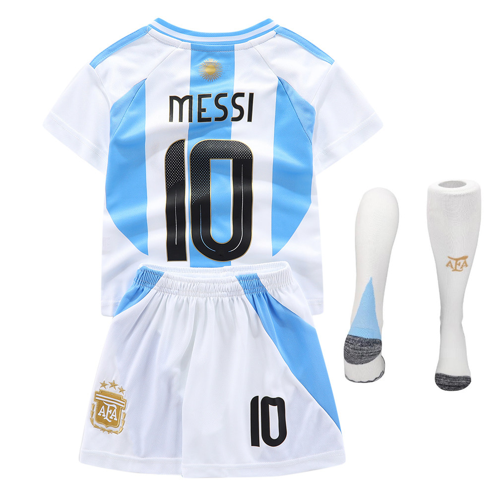 儿童2026阿根廷国家队梅西Messi 10号球衣男女童主场客场足球服