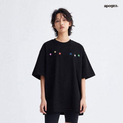 APOGE3阿保机 几何小花短袖宽松t恤女男圆领纯棉潮牌夏季oversize
