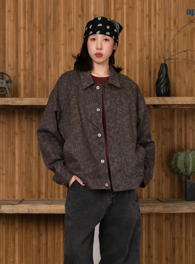 APOGE3阿保机 美式街头豹纹夹克男秋冬款复古国潮工装外套女宽松