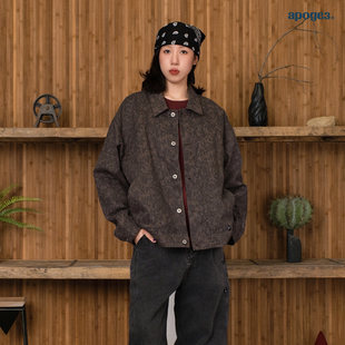 APOGE3阿保机 美式街头豹纹夹克男秋冬款复古国潮工装外套女宽松