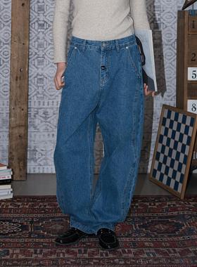 APOGE3阿保机水洗菱形牛仔裤男潮牌宽松阔腿美式老爹裤休闲萝卜裤