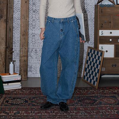 APOGE3阿保机水洗菱形牛仔裤男潮牌宽松阔腿美式老爹裤休闲萝卜裤