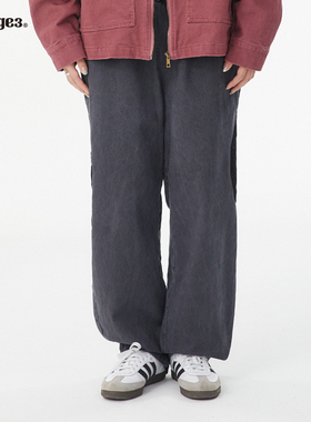 APOGE3 秋冬拼布工装裤男女宽松潮牌美式水洗直筒休闲裤机能国潮