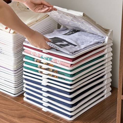 裤子收纳懒人叠衣板100个装衣物短袖收纳架简易折叠衣服摆放神器