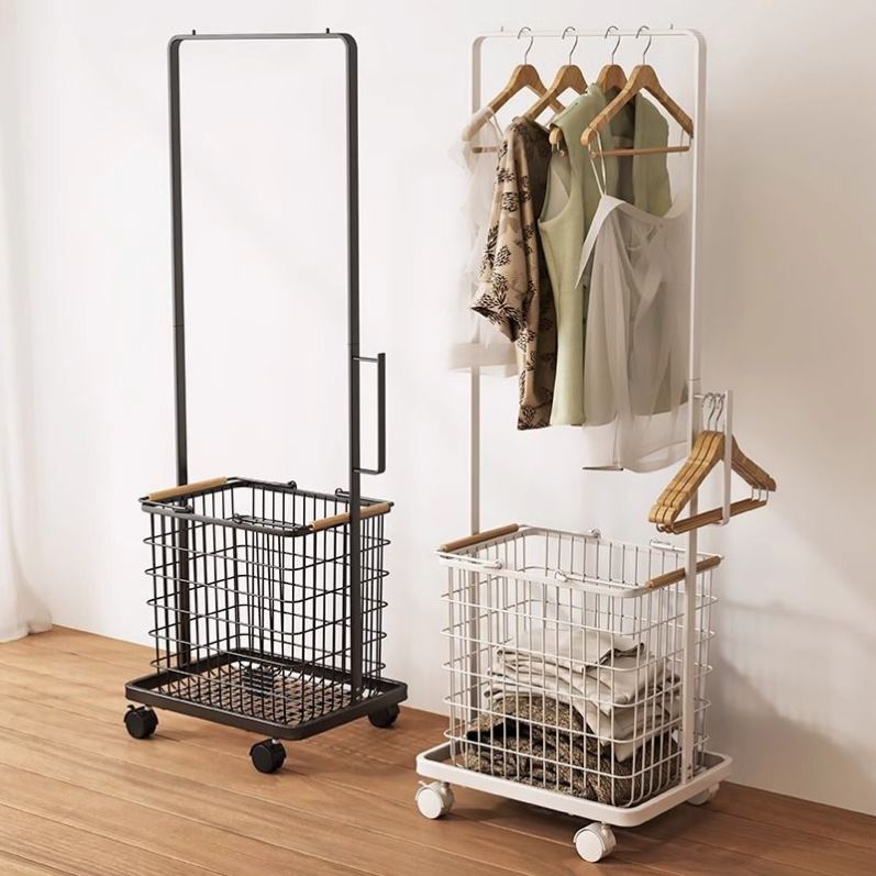 新款家用带轮移动洗衣脏衣篮浴室衣服衣物防水网格收纳神器置物架