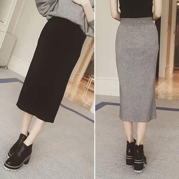 2019秋冬季新款韩版针织毛线包臀不开叉半身长裙高腰显瘦一步裙女|ruв категории Женская одежда, юбка - от Buy2taobao.com для оказания профессиональной услуги покупки агента Taobao