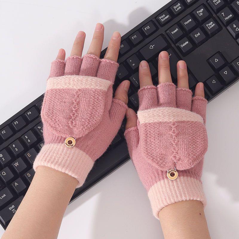 韩版时尚女半指手套冬季