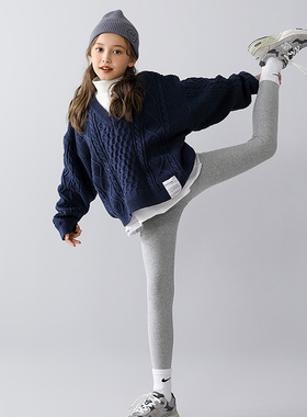 2025新款女童外穿春秋打底裤儿童纯棉裤子中大童加绒加厚冬保暖裤