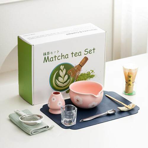 日式樱花陶瓷抹茶茶具10件套