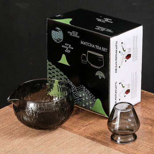 复古玻璃抹茶碗茶筅立小套装