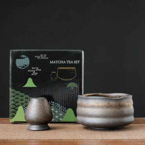 日式粗陶抹茶碗工具套装礼盒